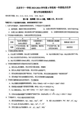 2024北京十一学校高一（下）段考四化学-答案