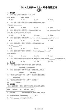 2023北京初一（上）期中英语汇编：代词-答案