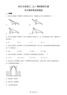 2022北京初二（上）期末数学汇编：与三角形有关的线段-答案