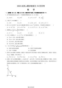 2023北京人朝分校初三10月月考数学（教师版）-答案