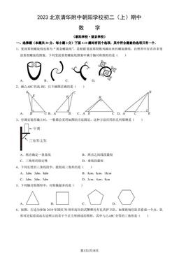 2023北京清华附中朝阳学校初二（上）期中数学（教师版）-答案