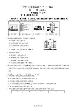 2023北京丰台高二（上）期中化学（B卷）（教师版）-答案