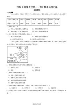 2024北京重点校高一（下）期中地理汇编：城镇化