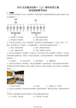 2022北京重点校高一（上）期中历史汇编：政治制度章节综合-答案