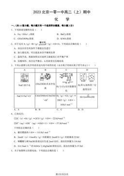 2023北京一零一中高二（上）期中化学（教师版）-答案