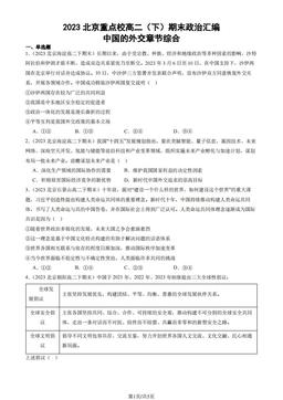 2023北京重点校高二（下）期末政治汇编：中国的外交章节综合-答案