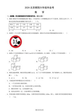 2024北京朝阳六年级毕业考数学（教师版）-答案