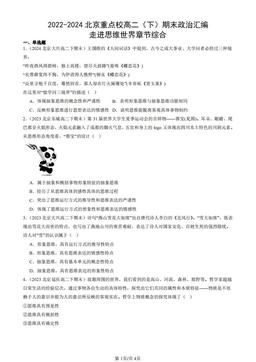 2022-2024北京重点校高二（下）期末政治汇编：走进思维世界章节综合-答案