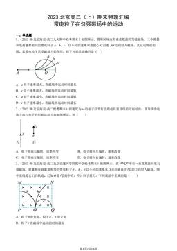 2023北京高二（上）期末物理汇编：带电粒子在匀强磁场中的运动-答案