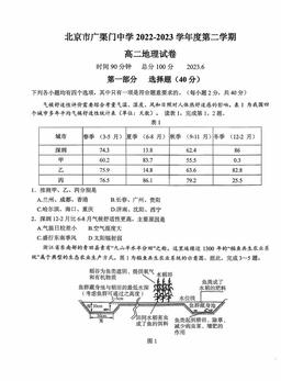 2022北京广渠门中学高二6月月考地理（教师版）-答案