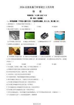 2026北京东直门中学初三3月月考物理（教师版）-答案