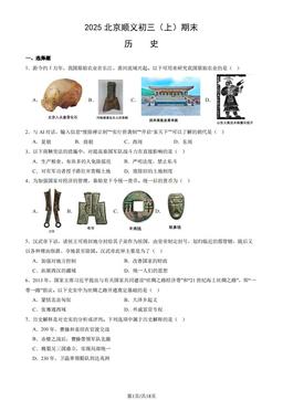 2025北京顺义初三（上）期末历史（教师版）-答案