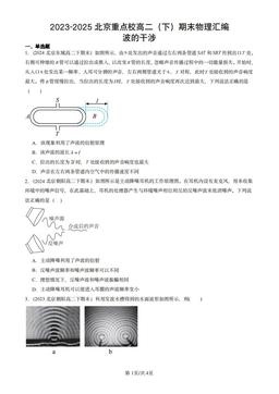 2023-2025北京重点校高二（下）期末物理汇编：波的干涉-答案