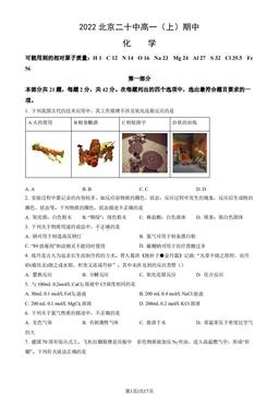 2022北京二十中高一（上）期中化学（教师版）-答案