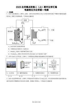 2023北京重点校高二（上）期中化学汇编：电能转化为化学能—电解-答案