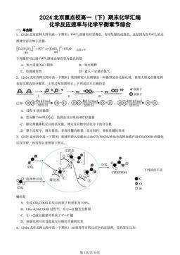 2024北京重点校高一（下）期末化学汇编：化学反应速率与化学平衡章节综合-答案