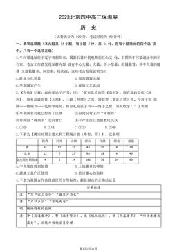 2023北京四中高三保温卷历史（教师版）-答案