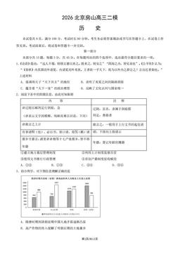 2026北京房山高三二模历史（教师版）-答案