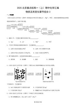 2025北京重点校高一（上）期中化学汇编：物质及其变化章节综合3-答案