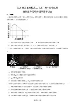 2025北京重点校高二（上）期中生物汇编：植物生命活动的调节章节综合-答案