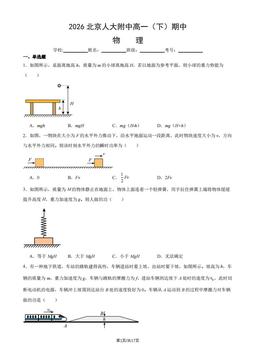 2026北京人大附中高一（下）期中物理（教师版）-答案