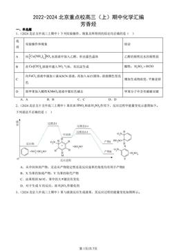 2022-2024北京重点校高三（上）期中化学汇编：芳香烃-答案