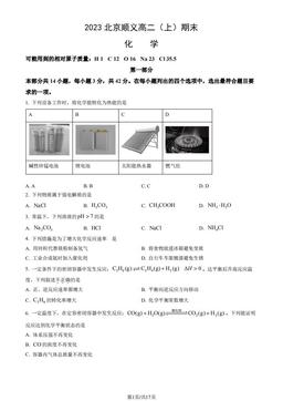 2023北京顺义高二（上）期末化学（教师版）-答案