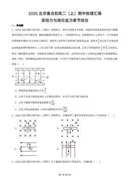 2025北京重点校高二（上）期中物理汇编：安培力与洛伦兹力章节综合-答案
