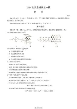 2024北京东城高三一模化学（教师版）-答案