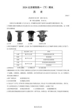 2024北京朝阳高一（下）期末历史（教师版）-答案