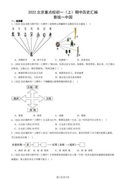 2022北京重点校初一（上）期中历史汇编：秦统一中国-答案