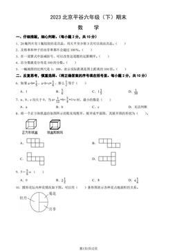 2023北京平谷六年级（下）期末数学（教师版）-答案