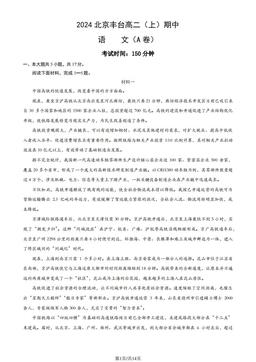 2024北京丰台高二（上）期中语文（A卷）（教师版）-答案