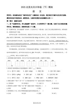 2025北京大兴六年级（下）期末语文（教师版）-答案
