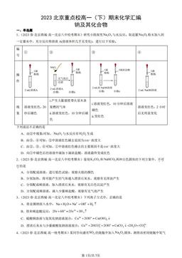 2023北京重点校高一（下）期末化学汇编：钠及其化合物-答案
