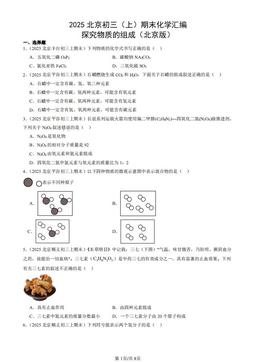 2025北京初三（上）期末化学汇编：探究物质的组成（北京版）-答案