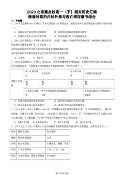 2023北京重点校高一（下）期末历史汇编：晚清时期的内忧外患与救亡图存章节综合-答案