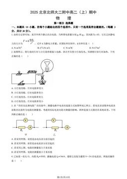 2025北京北师大二附中高二（上）期中物理（教师版）-答案