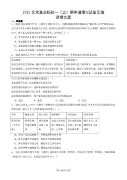 2025北京重点校初一（上）期中道德与法治汇编：亲情之爱-答案