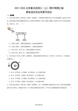 2021-2025北京重点校高三（上）期中物理汇编：静电场及其应用章节综合-答案