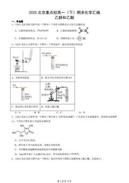 2025北京重点校高一（下）期末化学汇编：乙醇和乙酸-答案