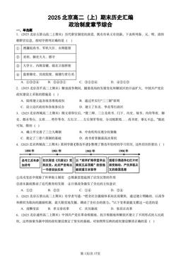 2025北京高二（上）期末历史汇编：政治制度章节综合-答案