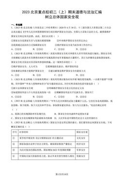 2023北京重点校初二（上）期末道德与法治汇编：树立总体国家安全观-答案