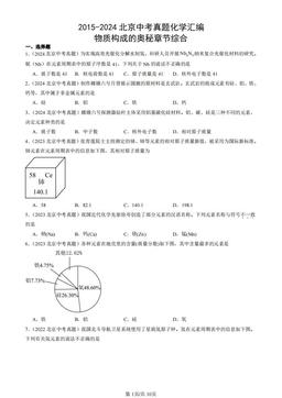 2015-2024北京中考真题化学汇编：物质构成的奥秘章节综合-答案