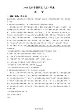 2023北京平谷初三（上）期末语文（教师版）-答案