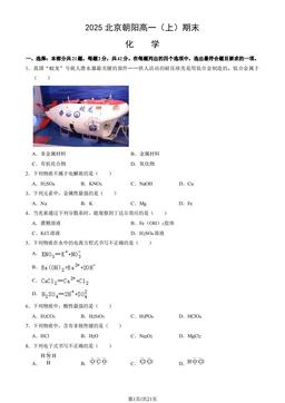 2025北京朝阳高一（上）期末化学（教师版）-答案