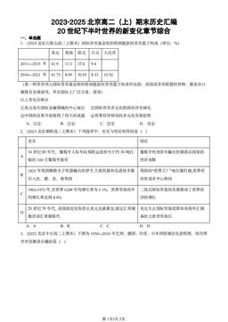 2023-2025北京高二（上）期末历史汇编：20世纪下半叶世界的新变化章节综合-答案