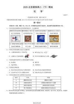 2025北京朝阳高二（下）期末化学（教师版）-答案