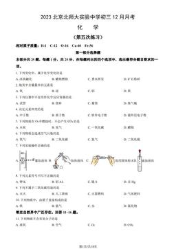 2023北京北师大实验中学初三12月月考化学（教师版）-答案