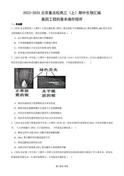 2023-2025北京重点校高三（上）期中生物汇编：基因工程的基本操作程序-答案